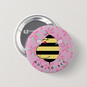 Pregnant Mom-to-Bee Pink Floral Button