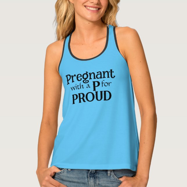 Pregnant New Mother Gift Blue and Yellow Tank Top (Front)