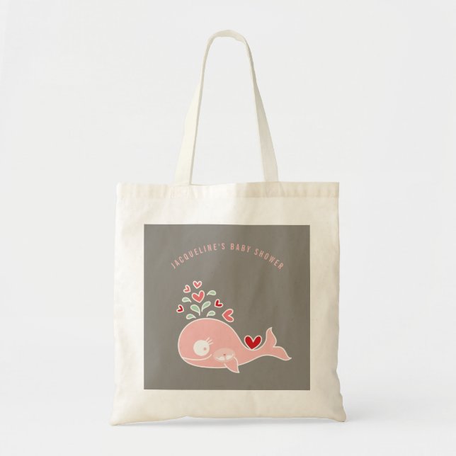 Pregnant Pink Mommy Whale Girl Baby Shower Bag (Front)