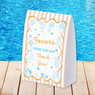 Pregnant & Poolside Baby Shower Favors Table Sign