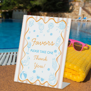 Pregnant & Poolside Baby Shower Favors Table Sign