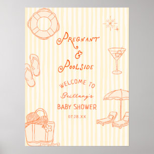 Pregnant & Poolside Baby Shower Welcome Printable Poster