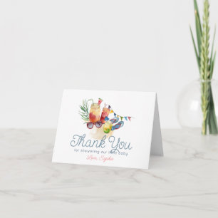 Pregnant & Poolside Girl Baby Shower Letterpress Thank You Card