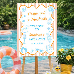 Pregnant & Poolside Summer Pool Party Baby Shower Foam Board
