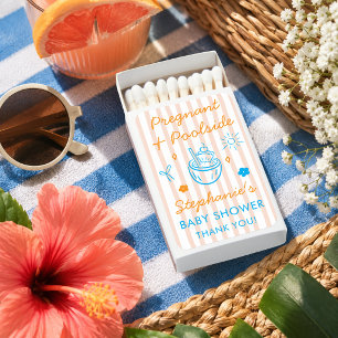 Pregnant & Poolside Summer Pool Party Baby Shower Matchboxes