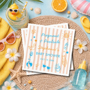Pregnant & Poolside Summer Pool Party Baby Shower Napkins