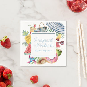 Pregnant & Poolside Tropical Boy Baby Shower  Napkins