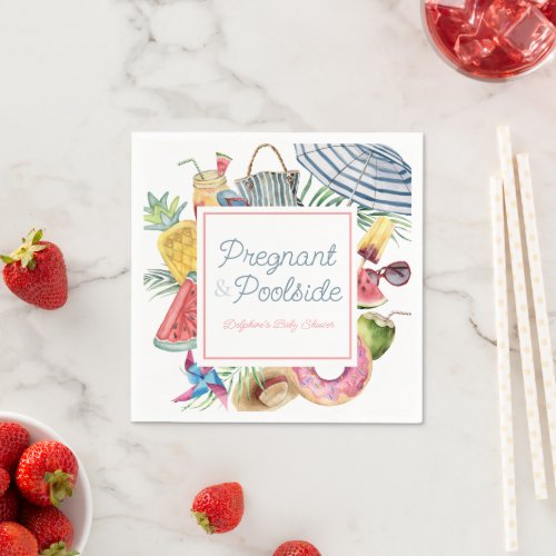 Pregnant & Poolside Tropical Girl Baby Shower  Napkins
