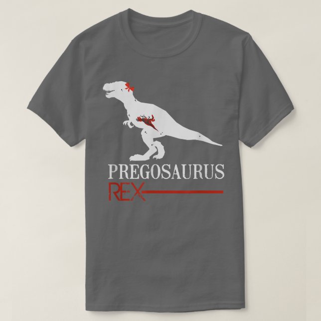 Pregnant Pregosaurus Dinosaur Re announcement Hall T-Shirt (Design Front)