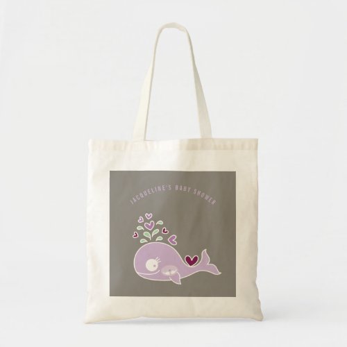 Pregnant Purple Mommy Whale Twin Girls Baby Shower Tote Bag