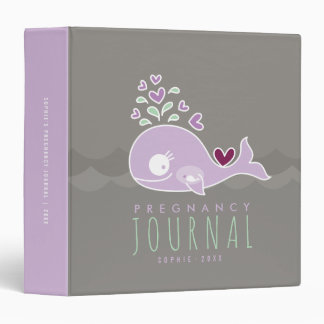 Pregnant Purple Whale Baby Girl Pregnancy Journal 3 Ring Binder