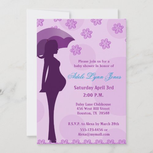 Pregnant Silhouette Pink Baby Shower Invitation