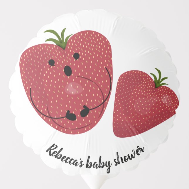 Pregnant strawberry baby shower balloon (Front)