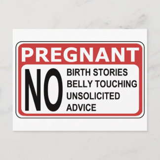 PREGNANT WARNING ANNOUNCEMENT POSTCARD