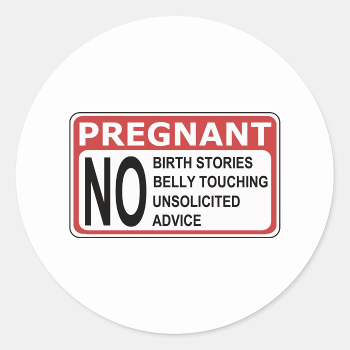 PREGNANT WARNING ROUND STICKER