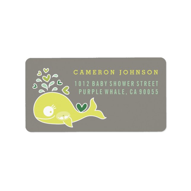 Pregnant Whale Twins Baby Shower Address Labels (Front)