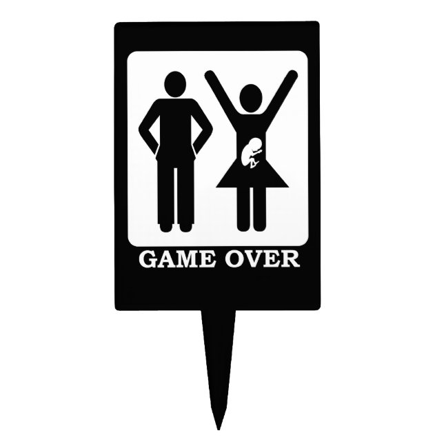 Pregnant Wife - Game Over Cake Topper (Front)