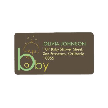 Pregnant With Baby Green Typography Shower Address Label by fatfatin_box at Zazzle