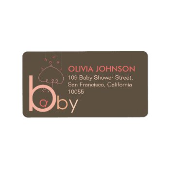 Pregnant With Baby Pink Typography Shower Address Label by fatfatin_box at Zazzle