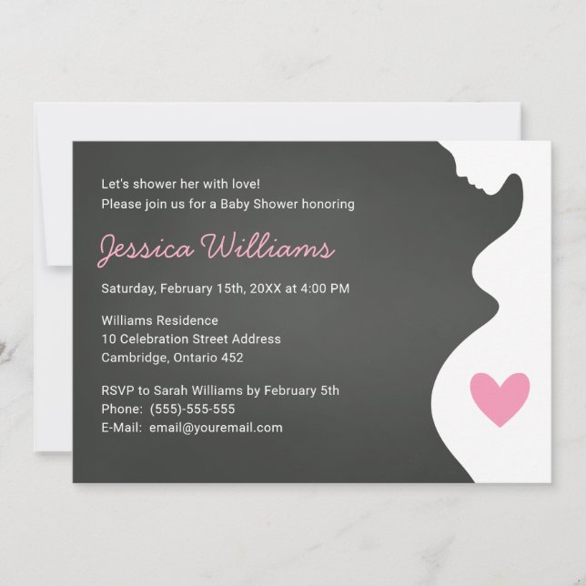 Pregnant Woman Baby Shower Invitation for a Girl (Front)