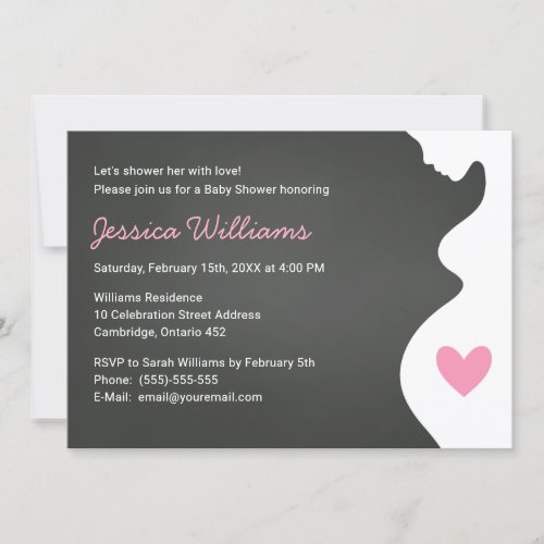 Pregnant Woman Baby Shower Invitation for a Girl