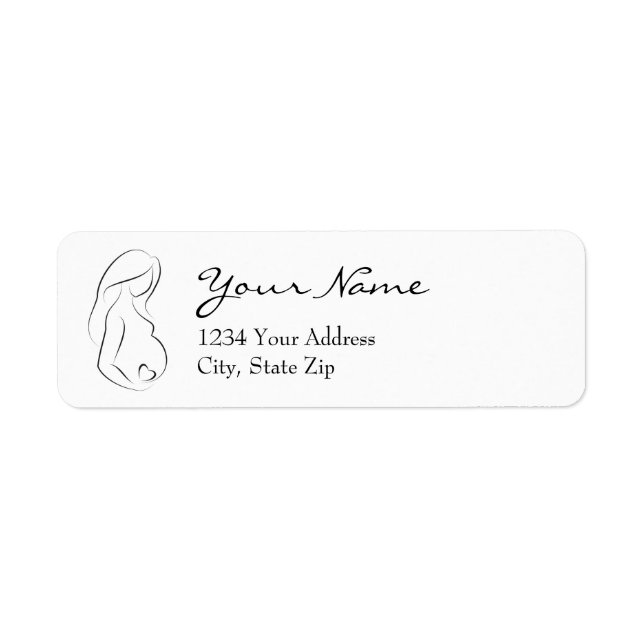 Pregnant Woman Belly Heart Pregnancy Label (Front)
