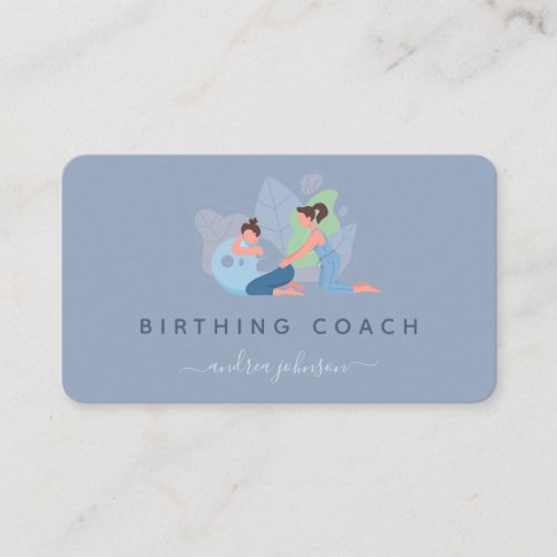 Pregnant Woman Birthing Coach Illustration Earthy  Business Card