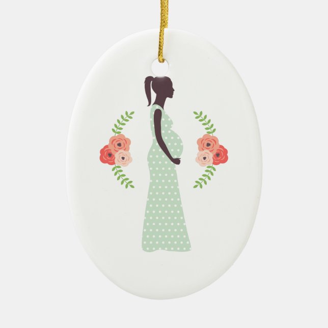 Pregnant Woman Ceramic Ornament (Front)