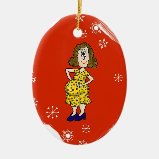Pregnant Woman Christmas Ornament Customize It! (Front)