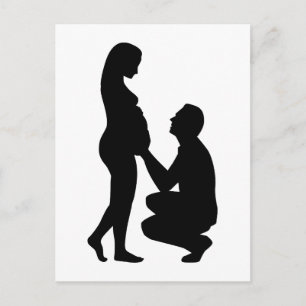 Pregnant woman couple announcement postcard