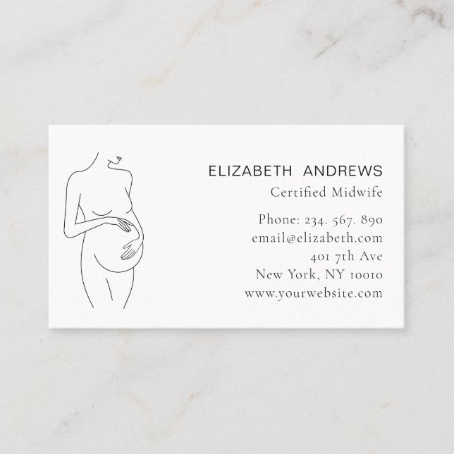 Pregnant woman Illustration, simply modern Ad Labe Business Card (Front)