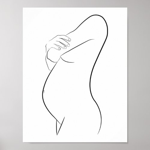 Pregnant Woman Line Art Modern Minimalist Stylish Poster