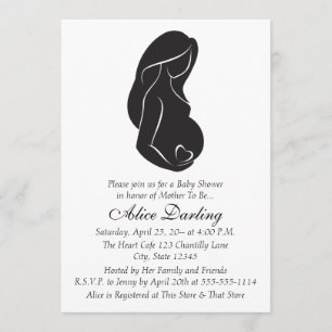 Pregnant Woman Silhouette Heart Baby Shower Invite