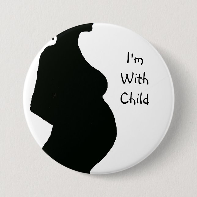 Pregnant Woman Silhouette - With Chld Button (Front)