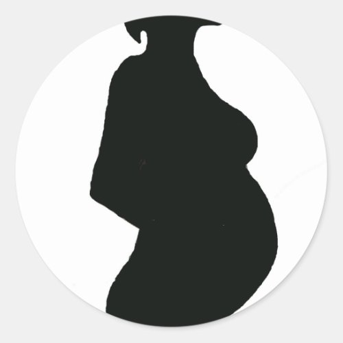Pregnant Woman Silouhette Classic Round Sticker