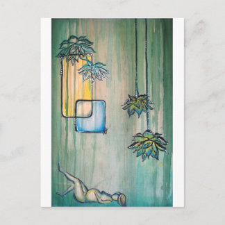 Pregnant Woman with Lotus Flowers Announcement Postcard