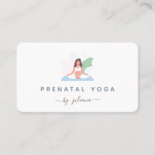 Pregnant Woman Yoga Instructor Minimalist Bohemian Business Card