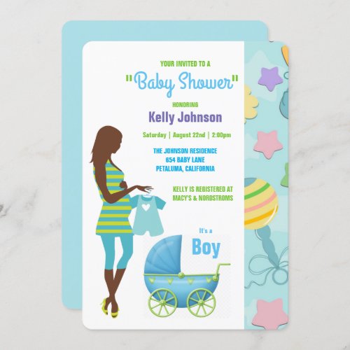 Pregnant Women  Baby Buggy Baby Shower Invitation