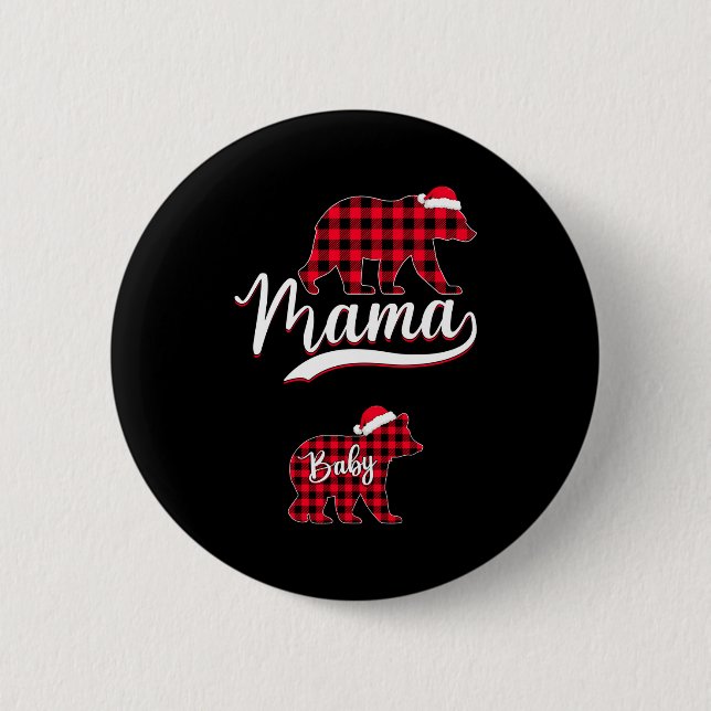 Pregnant Women Mom Mama Bear Pregnancy Christmas P Button (Front)