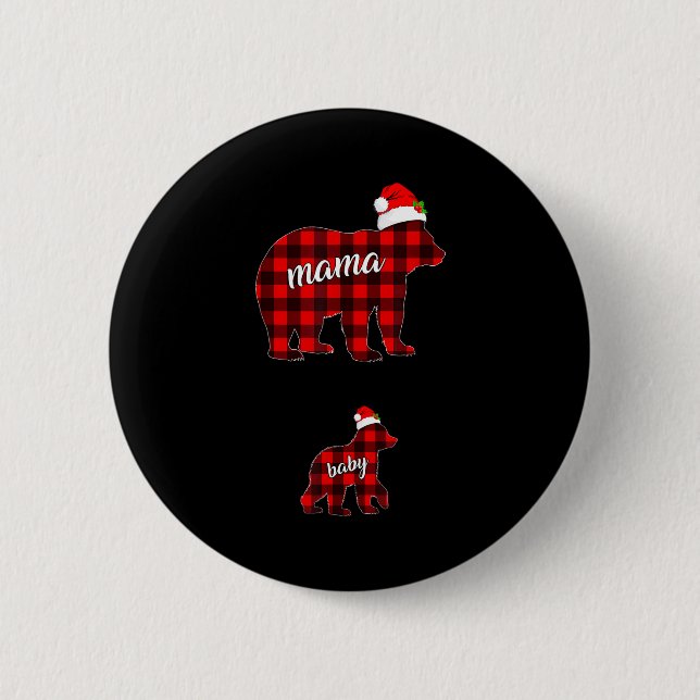 Pregnant Women Mom Mama Bear Pregnancy Christmas P Button (Front)