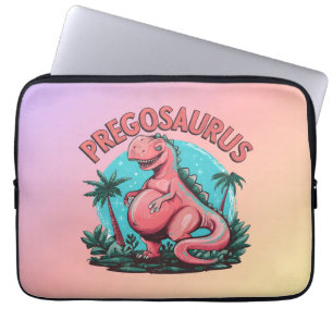 Pregosaurus Funny Pregnancy Announcement Dino Mom Laptop Sleeve