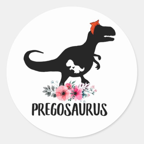 Pregosaurus Funny Pregnancy Gift Classic Round Sticker