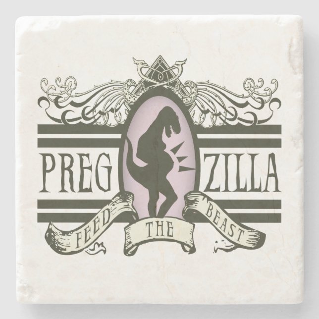 Pregzilla Feed the Beast Stone Coaster (Front)
