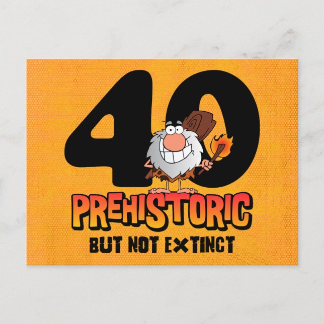 Prehistoric 40th Birthday Postcard Invitation (Front)