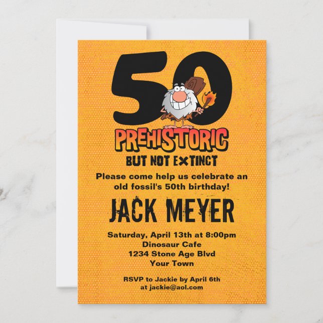Prehistoric 50th Birthday Invitation (Front)