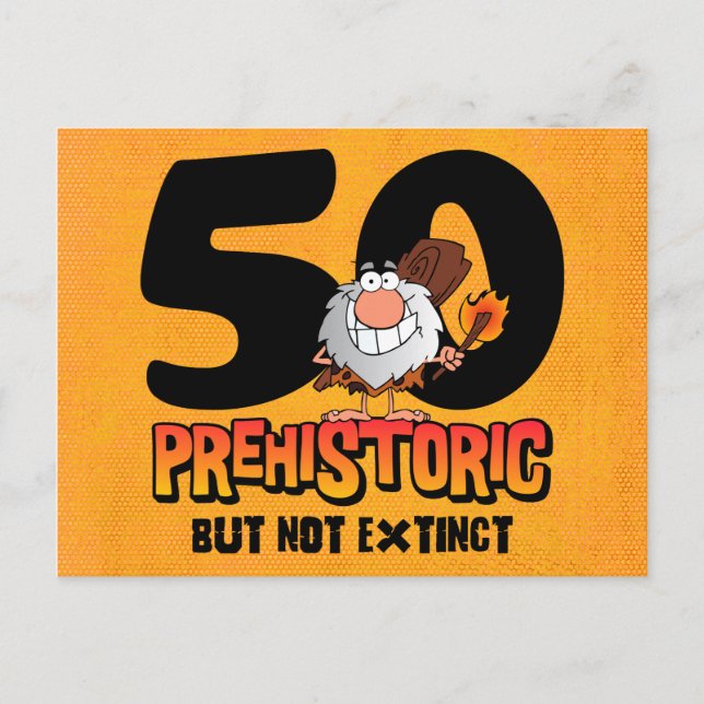 Prehistoric 50th Birthday Postcard Invitation (Front)