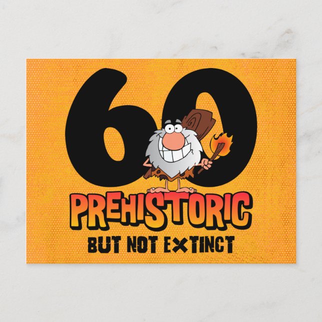Prehistoric 60th Birthday Postcard Invitation (Front)