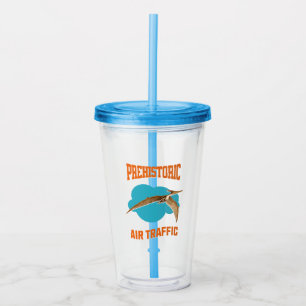 Prehistoric Air Traffic Pterodactyl Pilot Humor Acrylic Tumbler