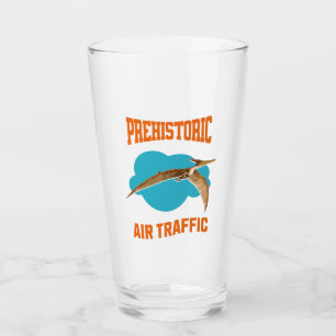 Prehistoric Air Traffic Pterodactyl Pilot Humor Glass