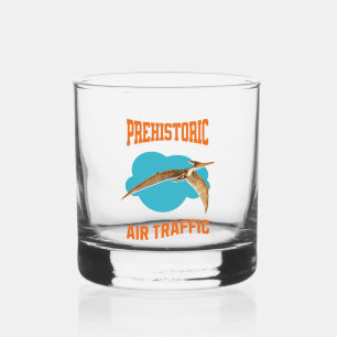 Prehistoric Air Traffic Pterodactyl Pilot Humor Whiskey Glass